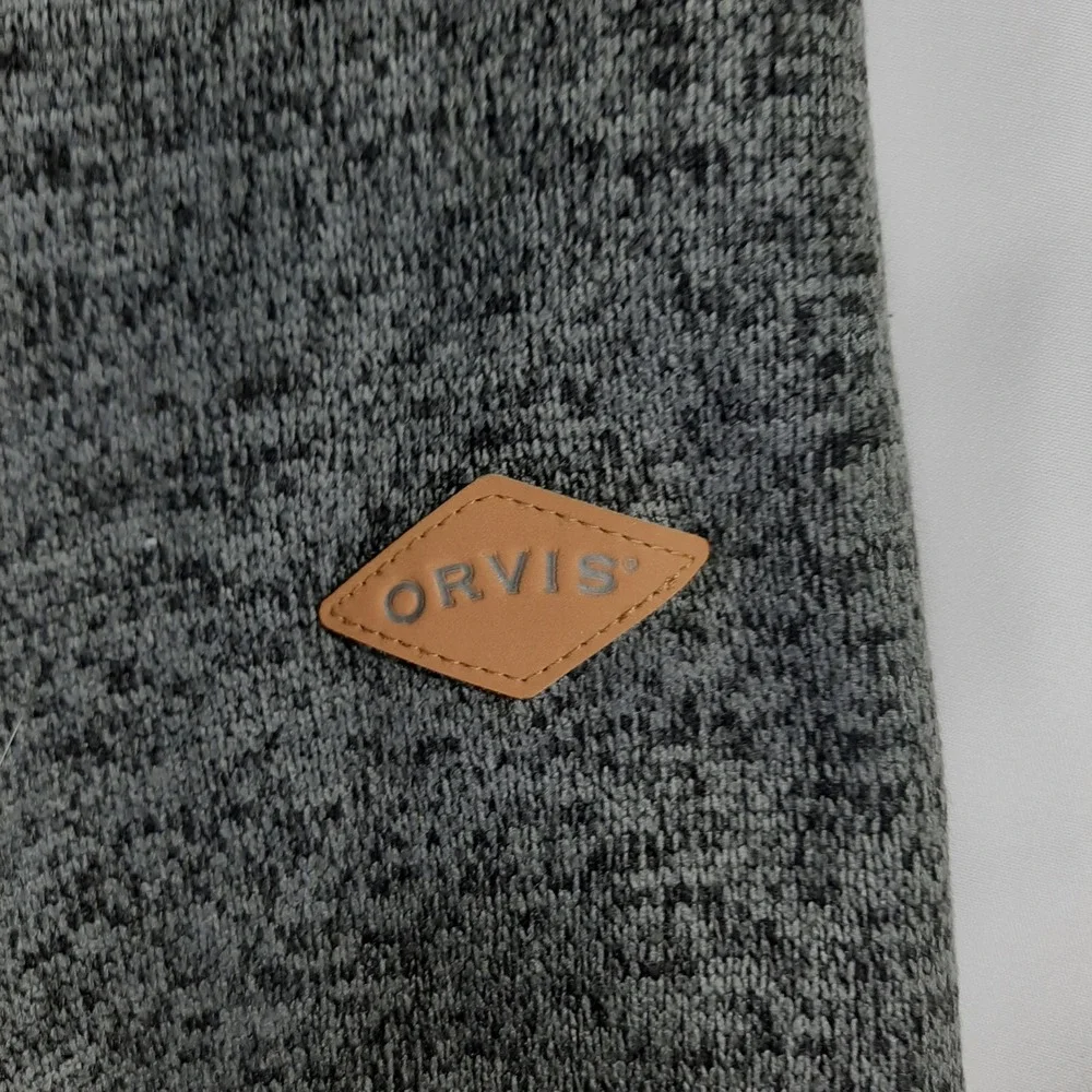 Orvis Mens Quarter Zip Sherpa Lined Fleece Pullover Sweater Gray Marl 1433070